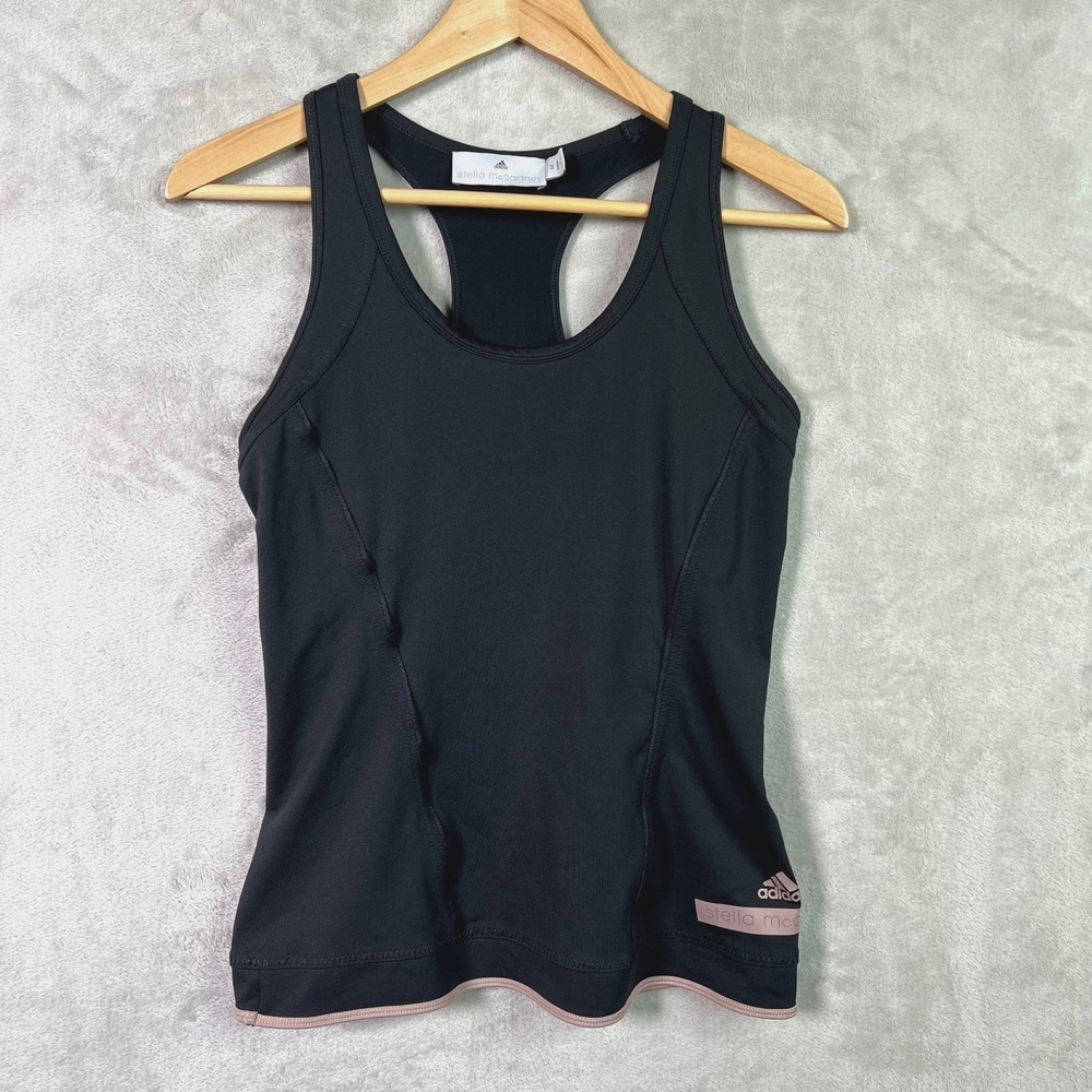 Adidas by Stella McCartney Size M Racerback Tank Top Black Pink Trim Performance